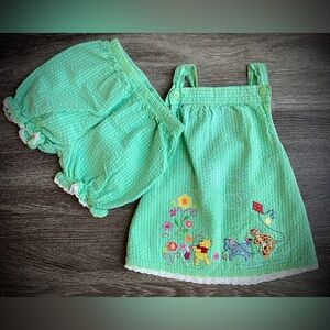 Baby Girl Seersucker Top & Bloomers with Winnie the Pooh Embroidery